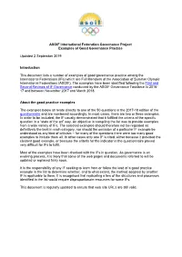 ASOIF International Federation Governance Project Examples of Good Governance Practice