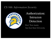 Authorization: Intrusion Detection Prof