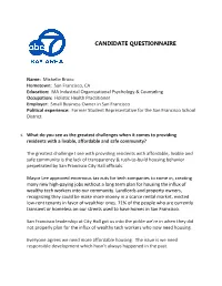 Candidate Questionnaire
