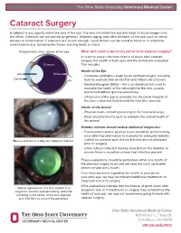 Cataract Surgery a Cataract Is Any Opacity Within the Lens of the Eye