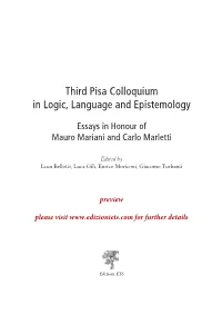 Third Pisa Colloquium in Logic, Language and Epistemology