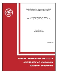 UWFDM-1297 Initial Engineering Assessment of Actinide Transmutation in Z-Pinch Power Plant