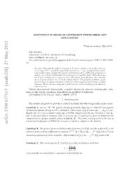 Analyticity in Spaces of Convergent Power Series and Applications† 2