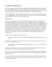 APA Style for Citing References