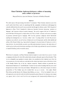 Hans Christian Andersen Between a Culture of Meaning and a Culture of Presence
