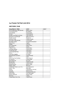 La Fiesta Song List 2014
