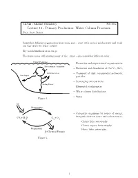 Lecture 13 - Primary Production: Water Column Processes Prof