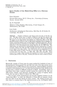 Space Studies of the Black-Drop Effect at a Mercury Transit
