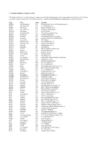 U. S. Radio Stations As of June 30, 1922 the Following List of U. S. Radio