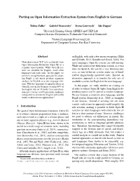 Porting an Open Information Extraction System from English to German