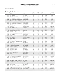 Reading Practice Quiz List Report Page 1 Accelerated Reader®: Monday, 12/14/09, 08:25 AM