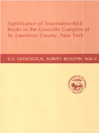 Significance of Tourmaline-Rich Rocks in the Grenville Complex of St