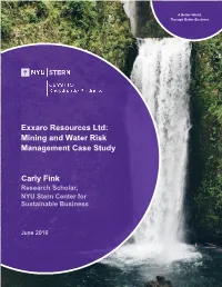 Exxaro Resources Ltd: Mining and Water Risk Management Case Study