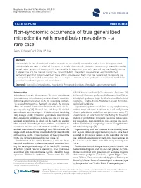 Non-Syndromic Occurrence of True Generalized Microdontia with Mandibular Mesiodens - a Rare Case Seema D Bargale* and Shital DP Kiran