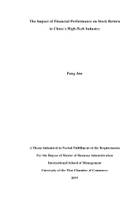The Impact of Financial Performance on Stock Return in China's High
