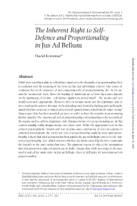 The Inherent Right to Self- Defence and Proportionality in Jus Ad Bellum
