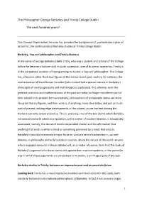 The Philosopher George Berkeley and Trinity College Dublin the Next Hundred Years?