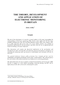 The Theory, Development and Application of Electronic Monitoring in Britain