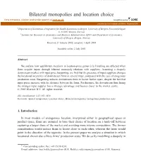 Bilateral Monopolies and Location Choice