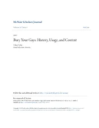 Bury Your Gays: History, Usage, and Context Haley Hulan Grand Valley State University