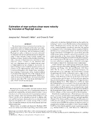 Estimation of Near-Surface Shear-Wave Velocity by Inversion of Rayleigh Waves
