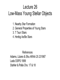 Lecture 26 Pre-Main Sequence Evolution