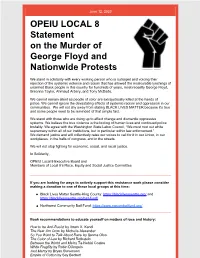 OPEIU LOCAL 8 Statement on the Murder of George Floyd and Nationwide Protests