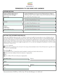 Permission to Use Name and Likeness