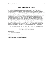 The Pamphlet Files 1