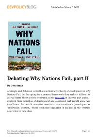 Debating Why Nations Fail, Part II