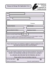 Garage and Garage Site Application Form