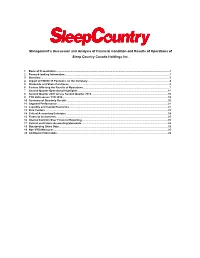 Management's Discussion and Analysis of Financial Condition And