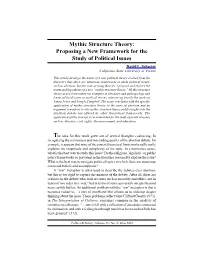 Mythic Structure Theory: Proposing a New Framework for the Study of Political Issues David L