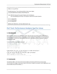 Perf Tool: Performance Analysis Tool for Linux