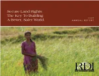 Secure Land Rights: the Key to Building 2 0 0 9 a Better, Safer World
