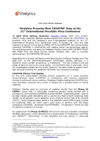 Viralytics Presents New CAVATAK® Data at the 11Th International Oncolytic Virus Conference