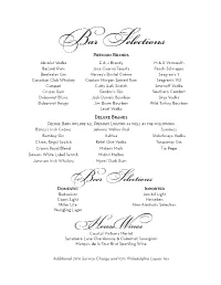 Bar Selections