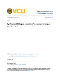Synthesis and Biological Evaluation of Sparsomycin Analogues