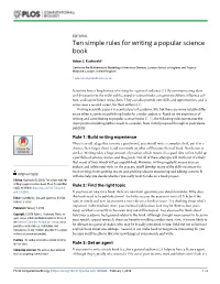 Ten Simple Rules for Writing a Popular Science Book