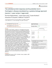 The Unfolded Protein Response and Its Potential Role In