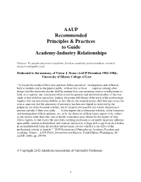 AAUP Recommended Principles & Practices to Guide Academy