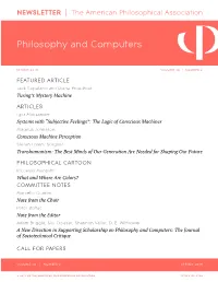 APA Newsletter on Philosophy and Computers, Vol. 18, No. 2 (Spring