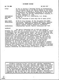 DOCUMENT RESUME ED 119 998 an Act to Declare a National Policy