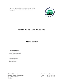 Evaluation of the CSF Firewall