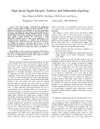 High Speed Signal Integrity Analysis and Differential Signaling