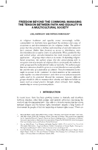 Managing the Tension Between Faith and Equality in a Multicultural Society