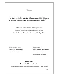 ³ a Study on Market Potential of Hp Computer: with Reference To