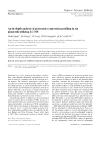 An In-Depth Analysis of Proteomics Expression Profiling in Rat Glomeruli Utilizing LC-MS