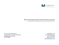 Data Visualization Best Practices Resource Library Links to Educational Content by Skill Area, Chart Type, and Healthcare Topic
