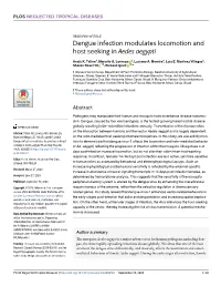 Dengue Infection Modulates Locomotion and Host Seeking in Aedes Aegypti
